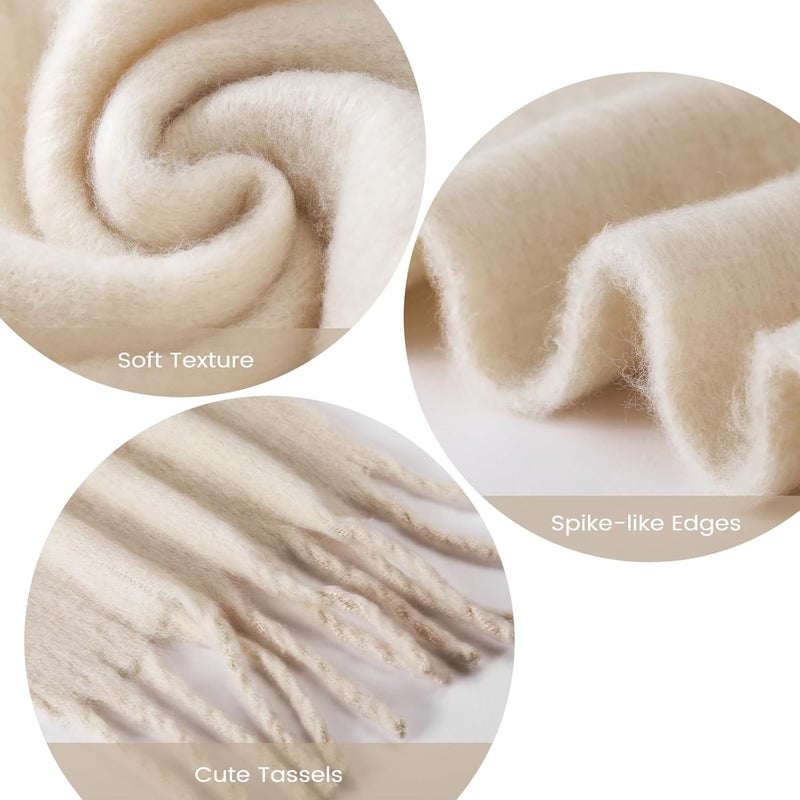 Premillow Women's Mohair Winter Scarf Pure Color, Warm Winter Scarf for Women and Men, Soft Luxurious Cashmere Feel Scarfs - Image 3